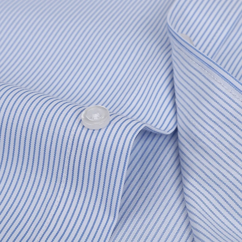 Plus Size S to 8xl formal shirts for men striped long sleeved non-iron slim fit dress shirts Solid Twill Social Man's Clothing