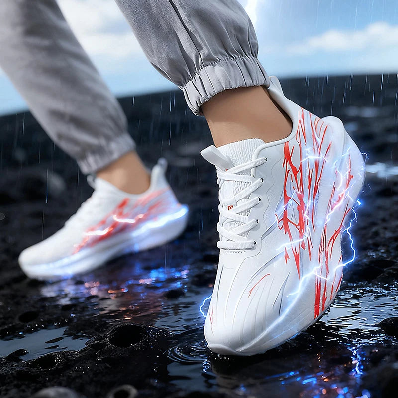 Teenagers Men's Lace-up Pointed Toe Anti-Slip Comfort Mesh Upper Sports Sneakers for All Seasons