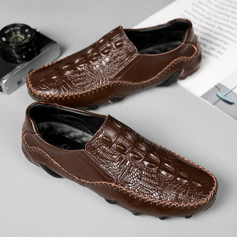 Accept OEM Service 4 Season Large Size Hand Made Genuine Leather Casual Business Career Dress Shoes Men Loafers