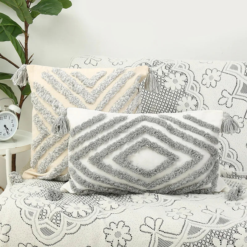 Tufted Floral Embroidery Throw Pillow, Nordic Minimalist Plush Sofa Cushion Covers, Wholesale Living Room & Bedroom Pillowcase