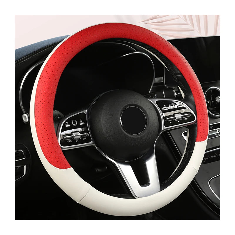 Car Anti-Slip Leather Steering Wheel Cover Universal Car Steering Wheel Protective Cover Fashion Style 38cm Shape O D