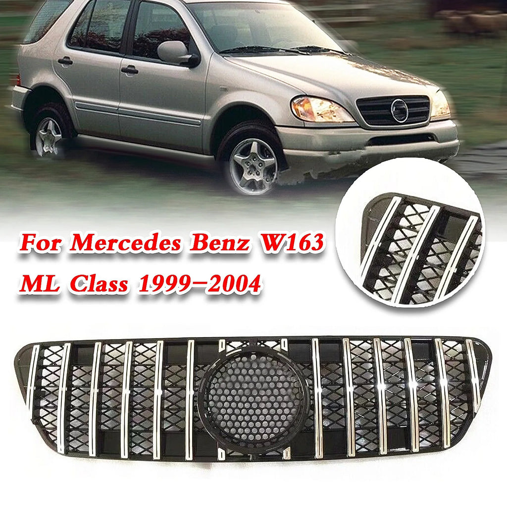For 1999 2000 2001-2004 Benz W163 ML Class Car Front Bumper Grille Grill Sliver
