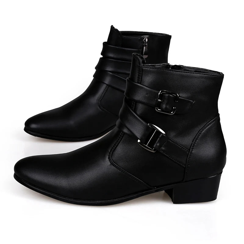 Trendy Western Ankle Microfiber Leather Men's Boots ZIP Closure Anti-Slip Summer Autumn Winter Size 39-47 Solid Rubber Outsole