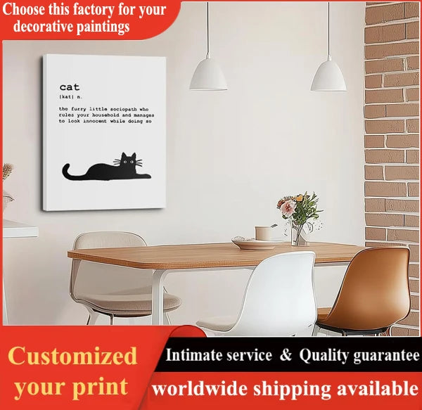 Description of Cats Poster Core, Bedroom, Living Room and Entrance Hall Painting With Pine Wood Inner Frame. OEM/ODM Service