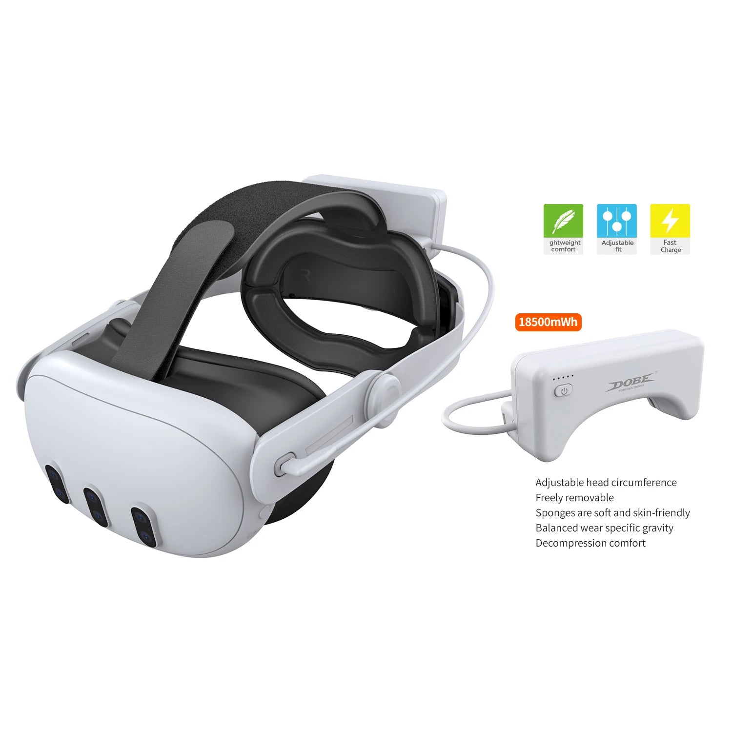 2026 NEW Adjustable Head Strap Rechargeable Battery for Q3/Q3S