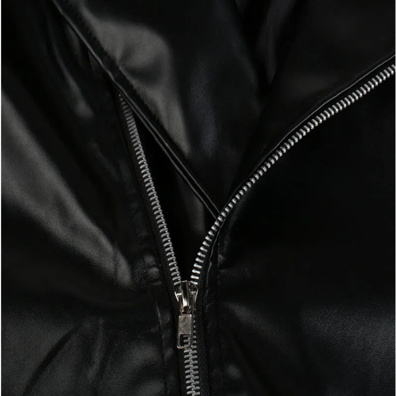 Fashion Leather Jackets Men PU Leather Coat Men Autumn Winter Motorcycle Jacket Men Casual Slim Fit Turn Down Collar Male Jacket
