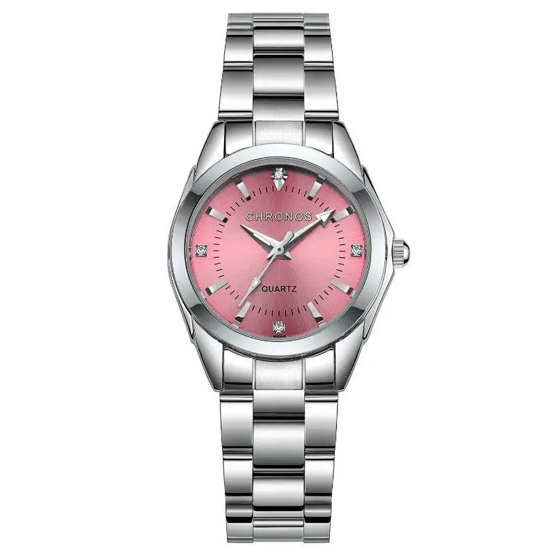 CHRONOS Stainless Steel Fashion Women's Wristwatch Luxury Waterproof Ladies Watch Business Rhinestone Watches For Female Gift