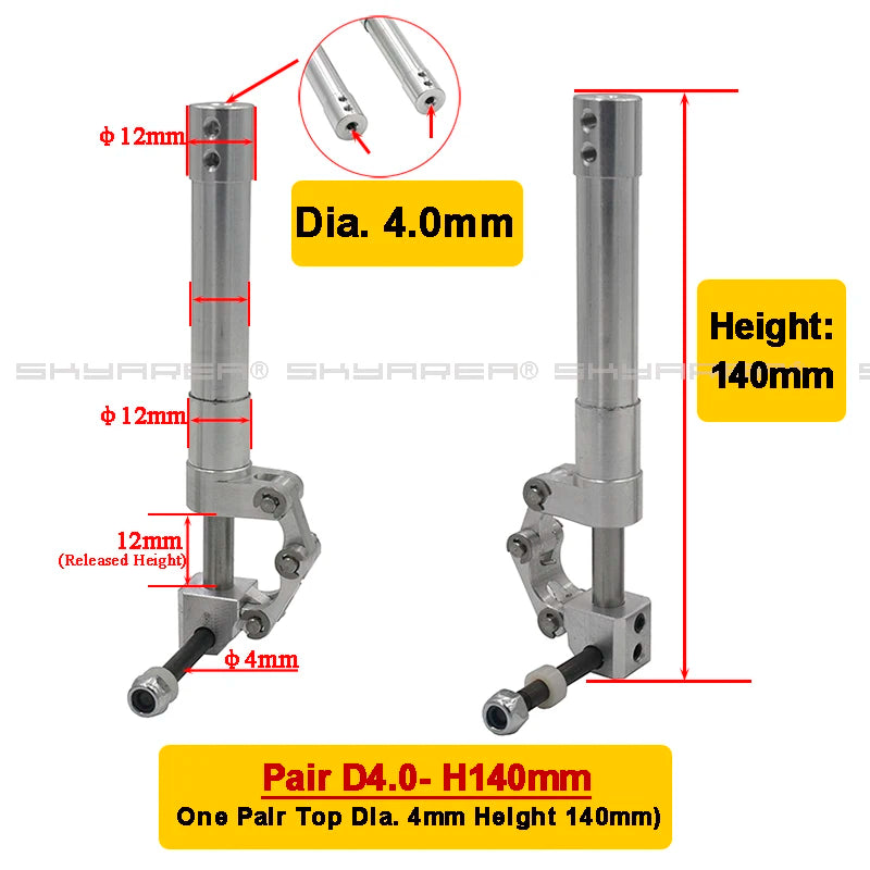 One Pair Hole 4mm 70mm to 160mm Spring Back Damping Kneeling Landing Gear Retract For 3-4kg RC Model Aircraft JET EDF Plane Part