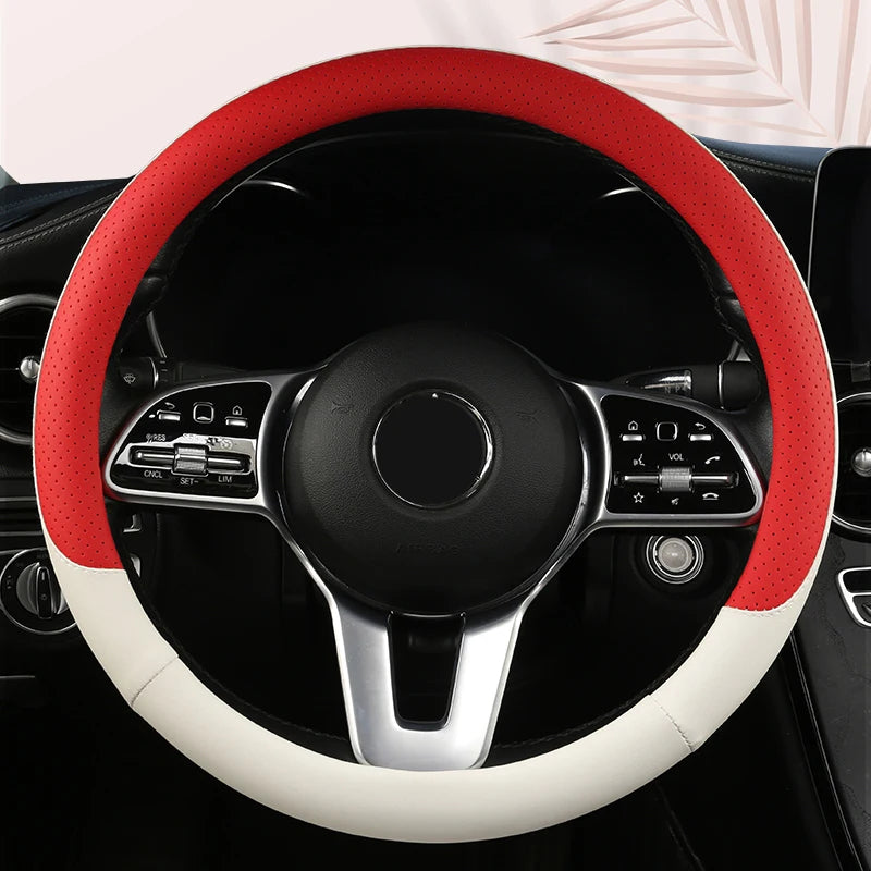 Car Anti-Slip Leather Steering Wheel Cover Universal Car Steering Wheel Protective Cover Fashion Style 38cm Shape O D