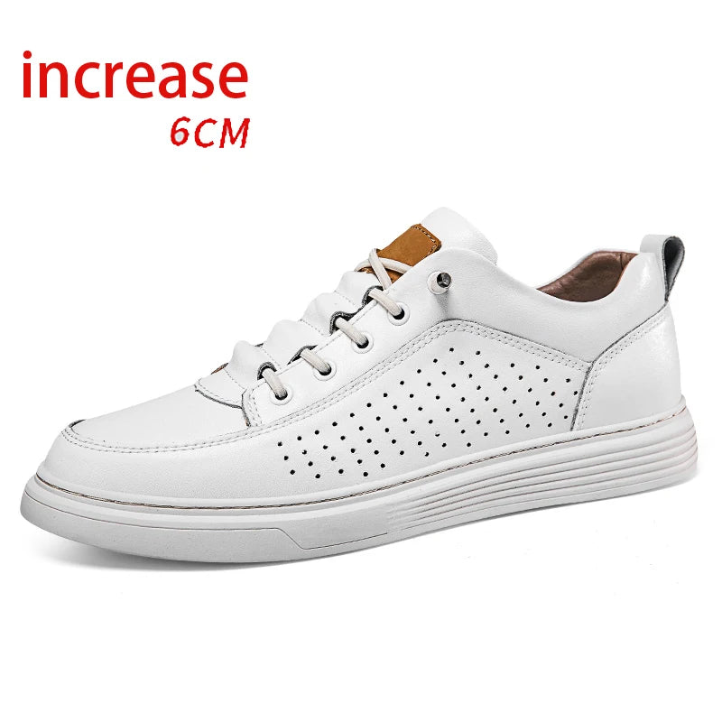 Invisible Height Increase 86CM Men's Sneakers, Leather Toe Cap, Breathable Rubber Outsole, Casual Style