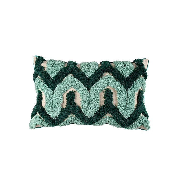 Lake Green Handmade Geometric Embroidery Cushion Case Tassels Home Decor Pillow Case 45x45cm PillowCase Pillow Sham