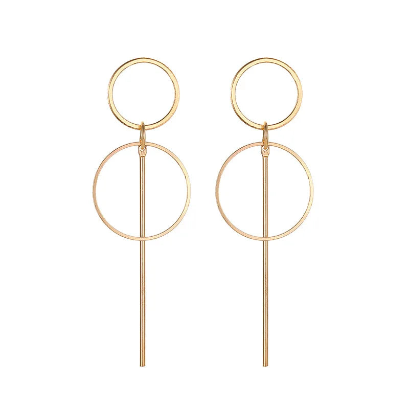 European and American Popular Fashion Trendy Simple Round Geometric Alloy Stud Earrings