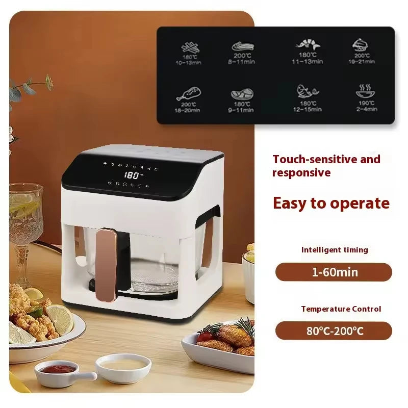 Household Electric Square Modern Air Fryer Large Capacity Plastic Observation Window Multifunctional Automatic