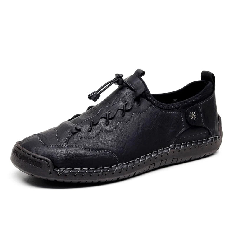 Factory Supply Custom LOGO Service Large Size Hand Made Stitched Casual Men Lace up Walking Driving Shoes