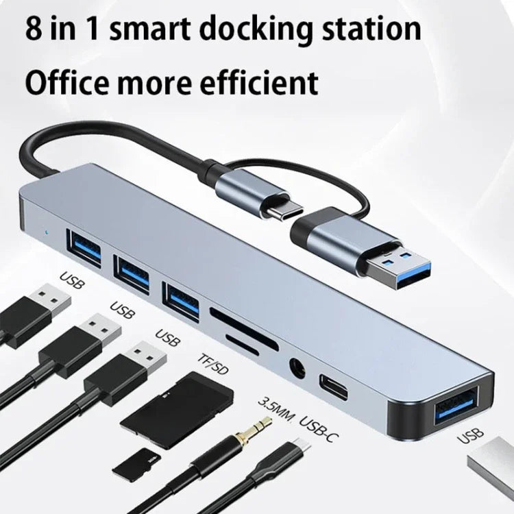OEM New 8 in 1 USB C Expander Docking Station TF SD Card Reader Pd Splitter USB 3.0 Port Hub Laptop Adapter Nouveau Design Box