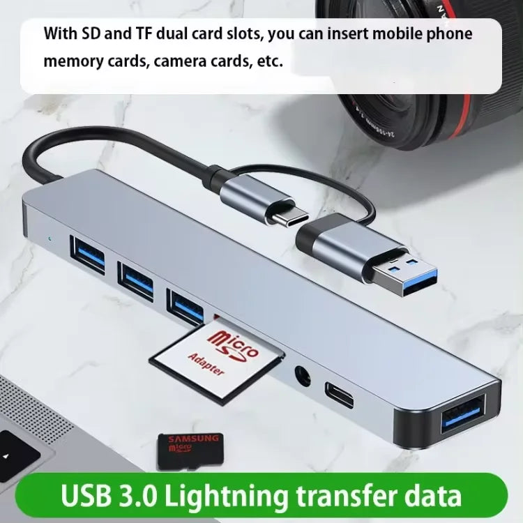OEM New 8 in 1 USB C Expander Docking Station TF SD Card Reader Pd Splitter USB 3.0 Port Hub Laptop Adapter Nouveau Design Box