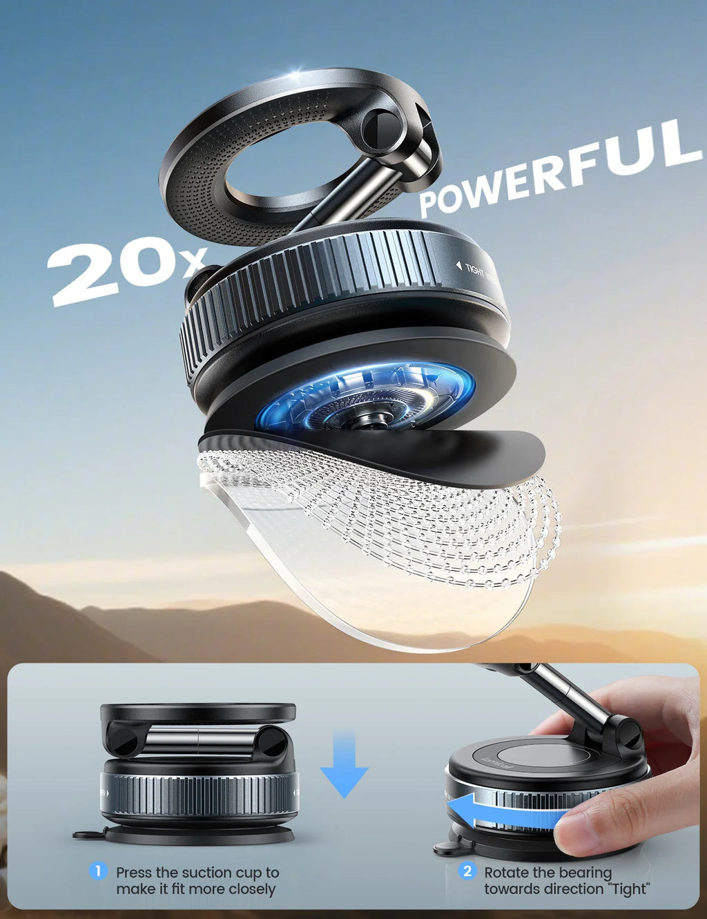 Lamicall STCD10 Strong Suction Cup Car Phone Holder Mount Dashboard Windshield Stand Adjustable Long Arm Bracket for Truck SUV