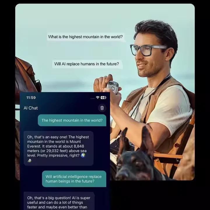 Take Pictures Video 230mah ChatGPT Bluetooth Phone Calls Music Smart AI Glasses 2025 Fashion Smart Sunglasses with 4K Camera