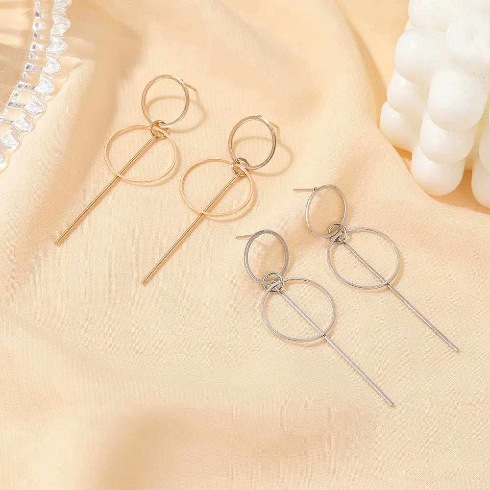 European and American Popular Fashion Trendy Simple Round Geometric Alloy Stud Earrings