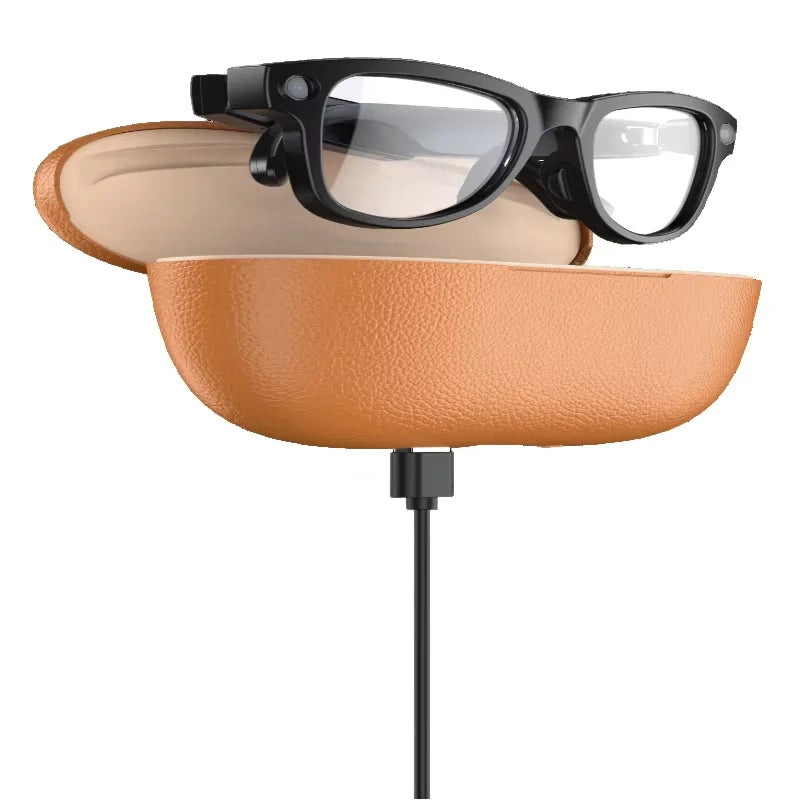 M02 Fashion Smart Glasses with Charging Case 8-Megapixel High-Definition Camera AI Translation Video & Photo Recording 32GB