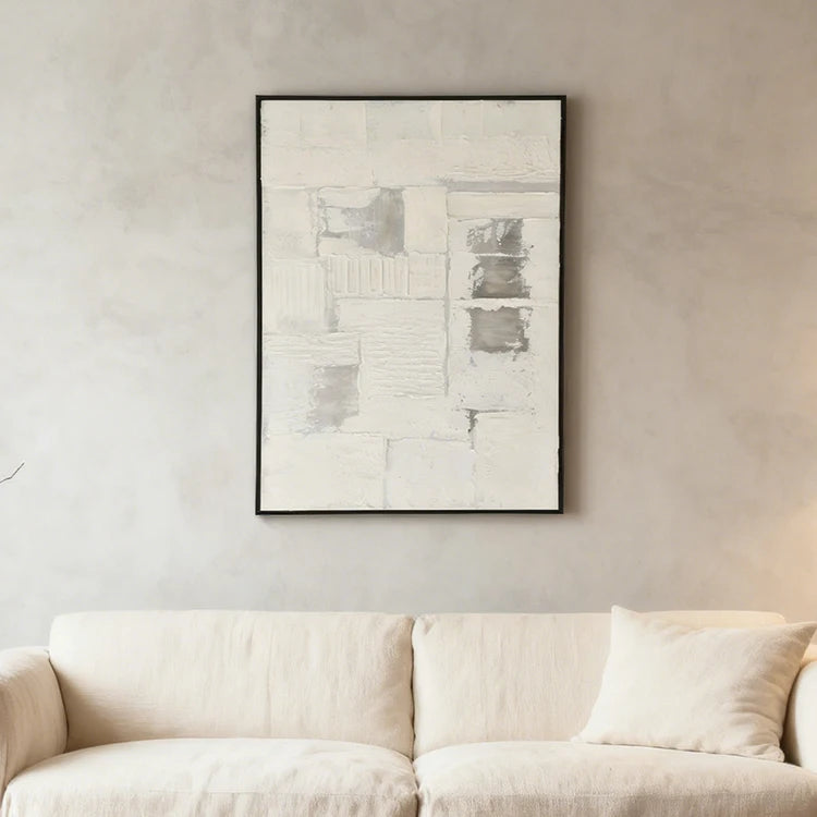 Abstract Minimalist Design Handmade Oil Painting Wall Art White Texture Canvas Art Painting for Home Living Room Decor