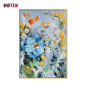 Simple Modern Blue Flower Abstract Oil Painting Hand-Painted Canvas Decorative Painting for Restaurant or Bedroom