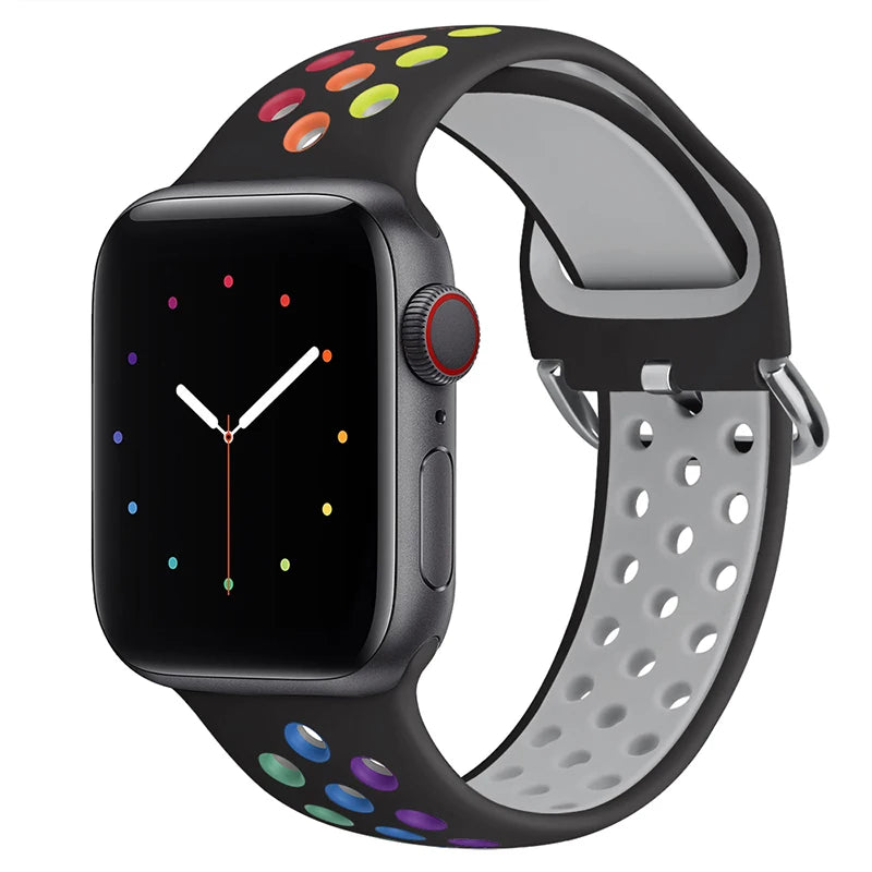 Silicone Breathable Strap For Apple Watch 7 8 41mm 45mm 40 44 38 42mm for nike sport Band iWatch serie SE 6 Ultra 49mm bracelet