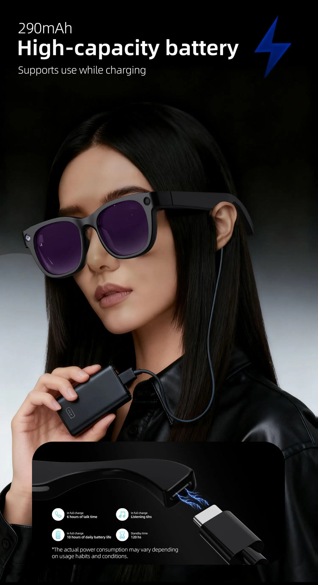 2026 AI Smart Glasses for Men Women AI Assistant GPT 1080P Camera IP67 Waterproof for Music WiFi Transmission 16G Memory