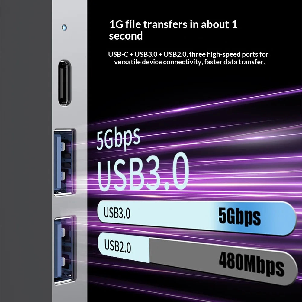 Cross-border Type-C 10-Port Aluminum Alloy Docking Station Hub Splitter USB3.0 for 2.0 for HD 4K Screen Mirroring Device Stock