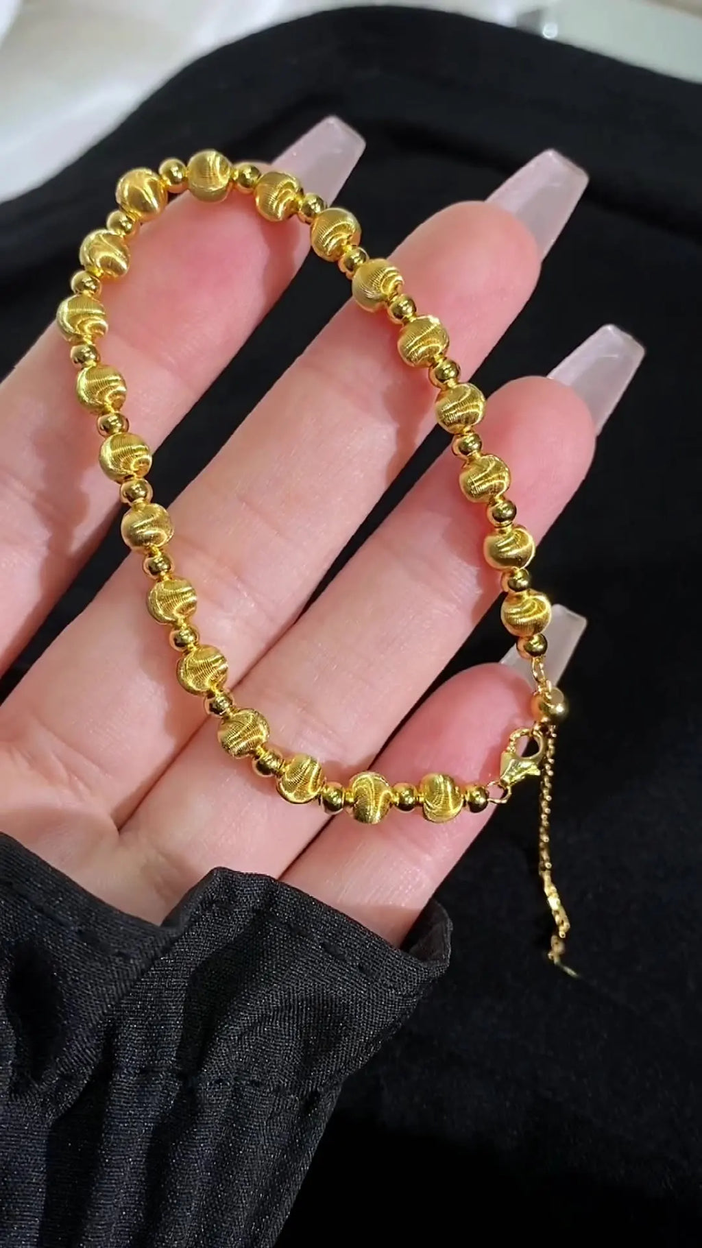 S925 Sterling Silver Gold Fine Beaded Bracelet Women Phantom Flash Streamer Design Chinese Trendy Cat's Eye Bead Zircon