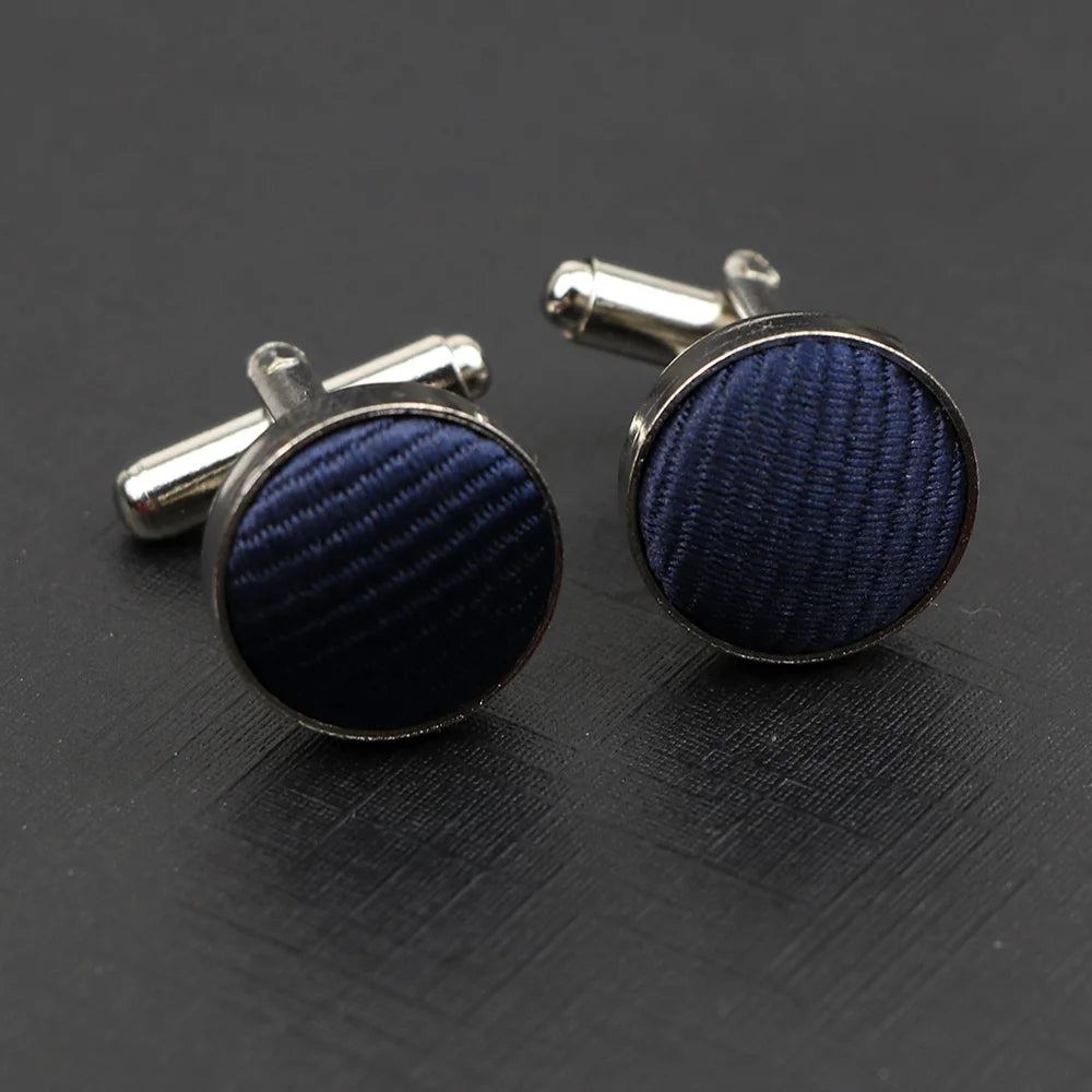 Classic Fashion Striped Polyester Check Design Cufflink For Mens Brand Cuff Buttons Cuff Links High Quality Jewelry Accessory