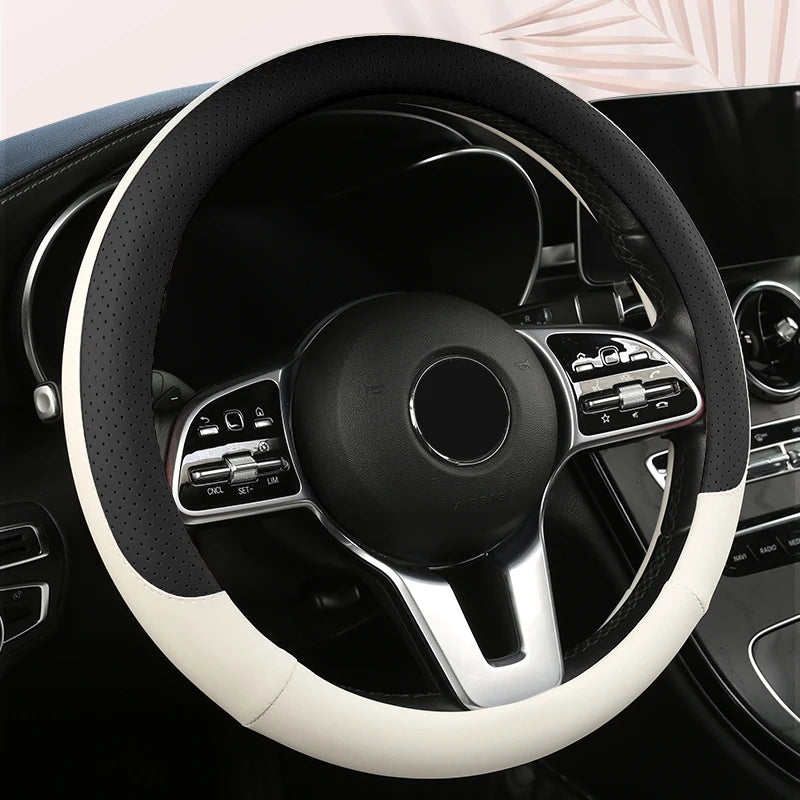 Car Anti-Slip Leather Steering Wheel Cover Universal Car Steering Wheel Protective Cover Fashion Style 38cm Shape O D