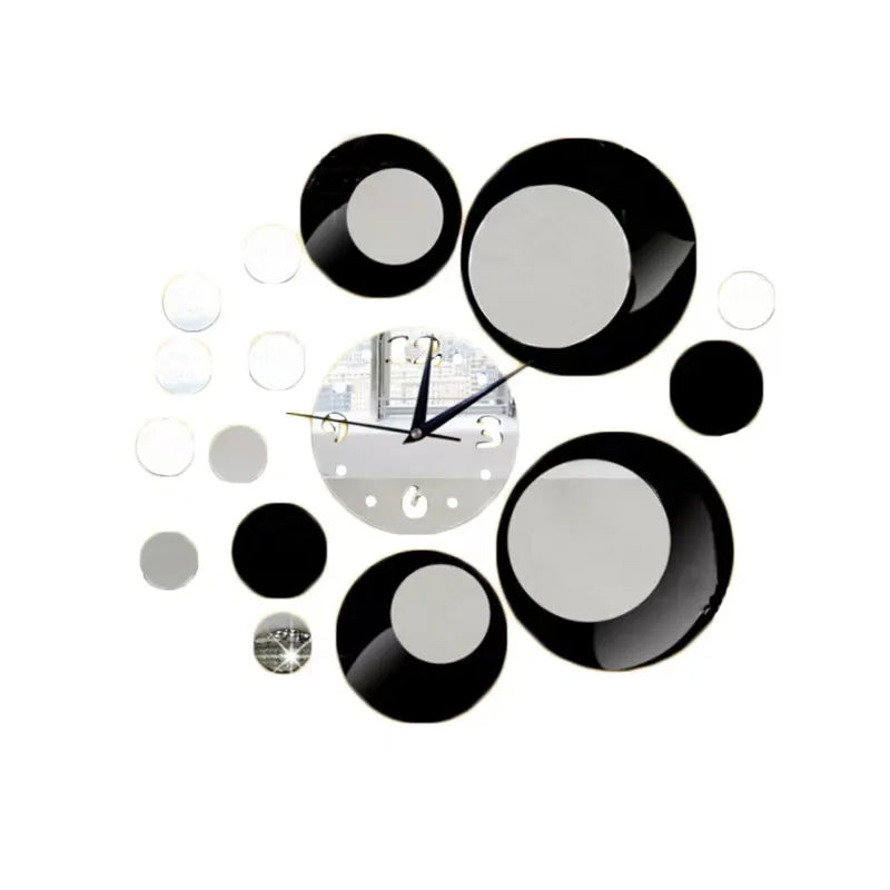 Acrylic Clock Set 3D Round Color Matching Diy Combination Mirror Wall Clock Home Stickers Mute Modern Living Room Decoration