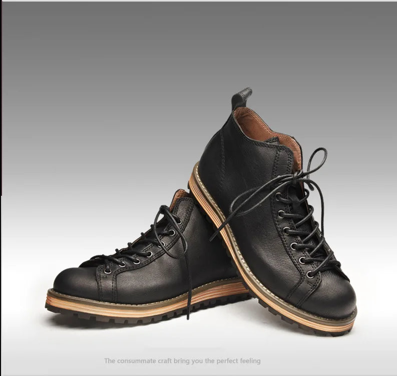 Men's Genuine Leather Work Boots High Top Casual Boots
