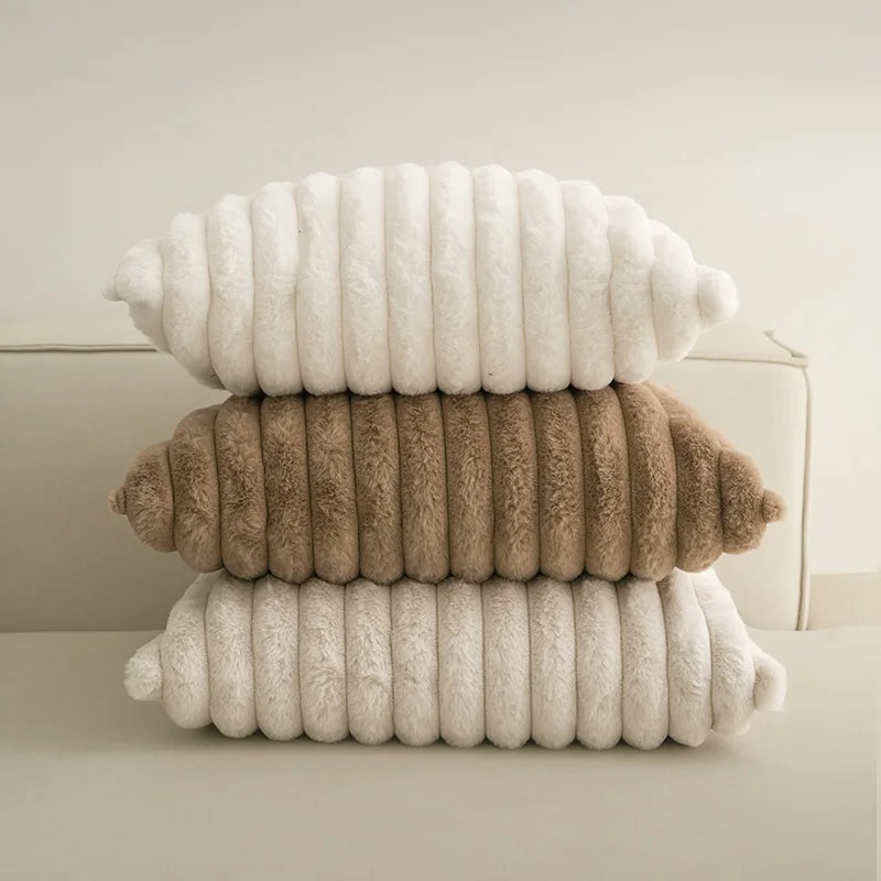 Plush Faux Rabbit Fur Sofa Cushion Cover Interior Decorative Jacquard Throw Pillow case Living Room Decor Hotel Supplies