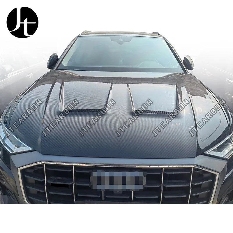 For Audi Q8 SQ8 RSQ8 Front Hood Retrofit M Style Dry Carbon Fiber Bonnet Front Engine Cover 2018+