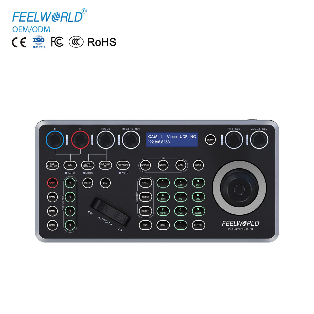 FEELWORLD KBC20N PTZ Camera Controller Joystick Multi-Protocol Control Keyboard PoE Supported OEM/ODM Service for Live Streaming