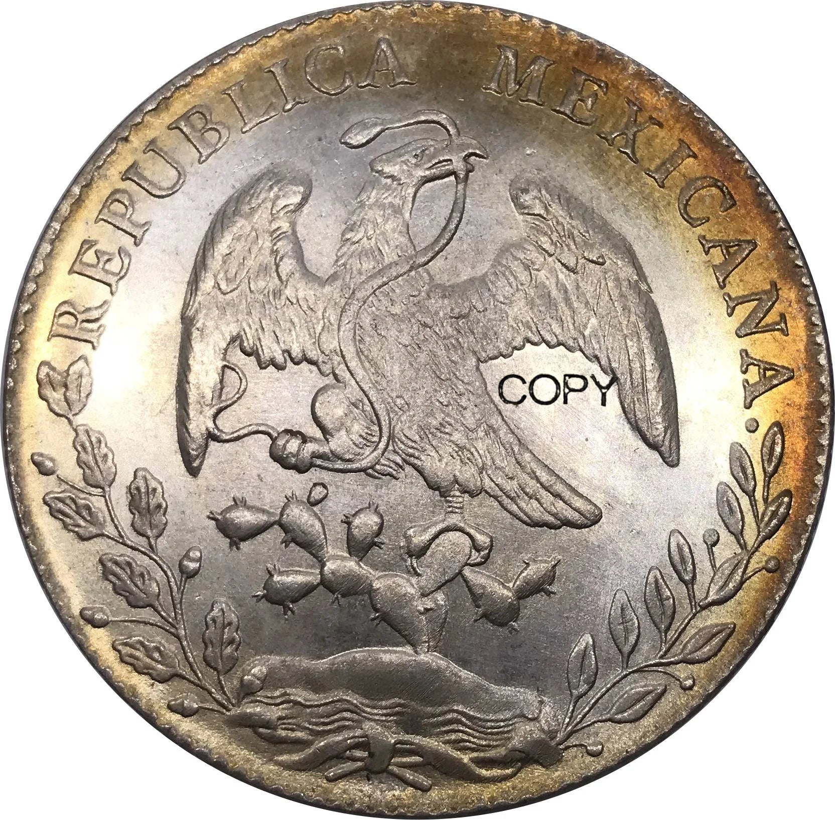 Mexico 1890 Coin 8 Reales Metal Silver Cupronickel Plated Collectible Souvenir Copy Replica Coins