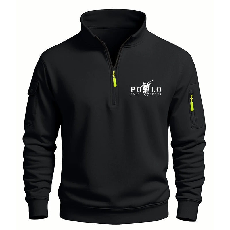 High Quality Printed Stand Collar Half Zipper Jacket Unisex Autumn Winter Heavyweight Long Sleeved Polyester Hoodies