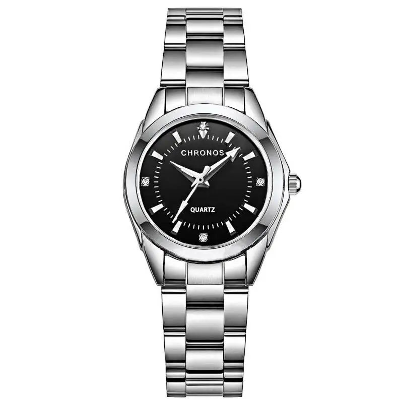 CHRONOS Stainless Steel Fashion Women's Wristwatch Luxury Waterproof Ladies Watch Business Rhinestone Watches For Female Gift