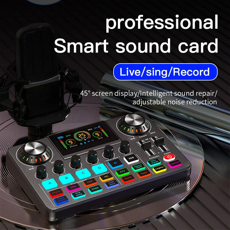 Professional Audio Sound Card Mixer and Microphone Set Live Streaming Kit Studio Audio Interface Broadcasting