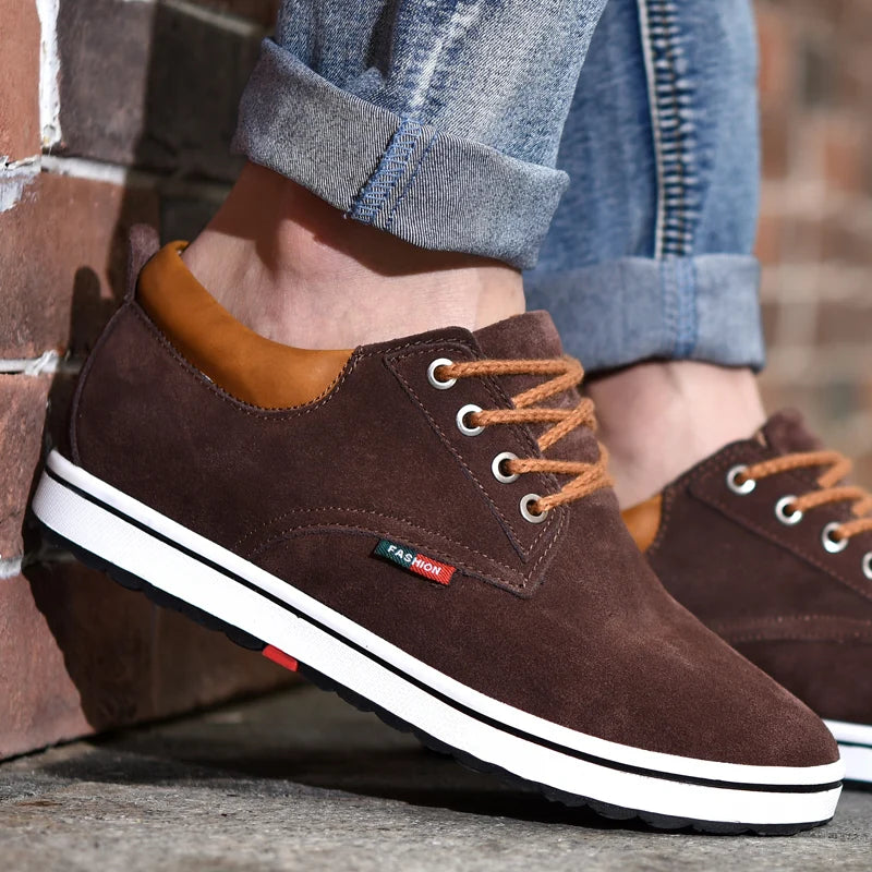 World-win 2023 Men's Casual Sports Board Shoes Small Size Leather Shoes Elevator Shoes for Men Height Increasing