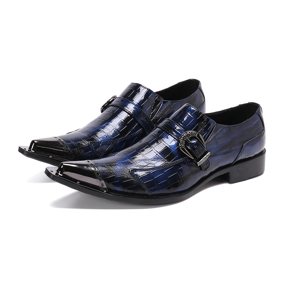 NA383 Luxury Man Shoes Pointed Toe Genuine Leather Crocodile Dress Shoes Men Black Vintage Party/Weding Shoes Male, 38-46
