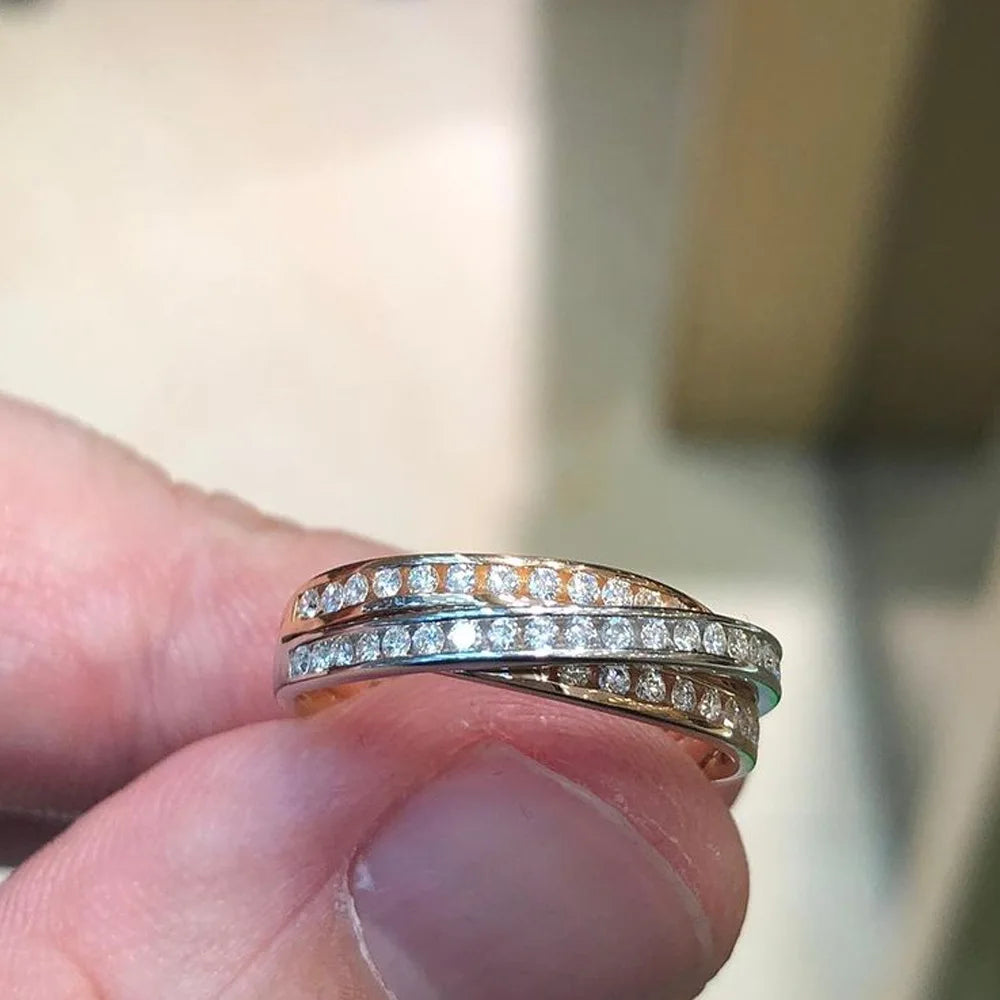 F1479 Diamond Ring 18K Solid Gold Round Brilliant Cut Natural G Color Classic Unisex Wedding Band