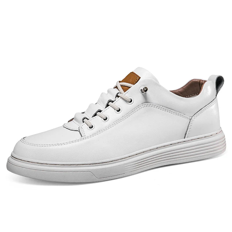 Men's Skateboarding Shoes Loafers Sneakers Skate Shoes Lace up Handmade Leather Low-top Slip on Thick Sole Air Hole Hollow Out