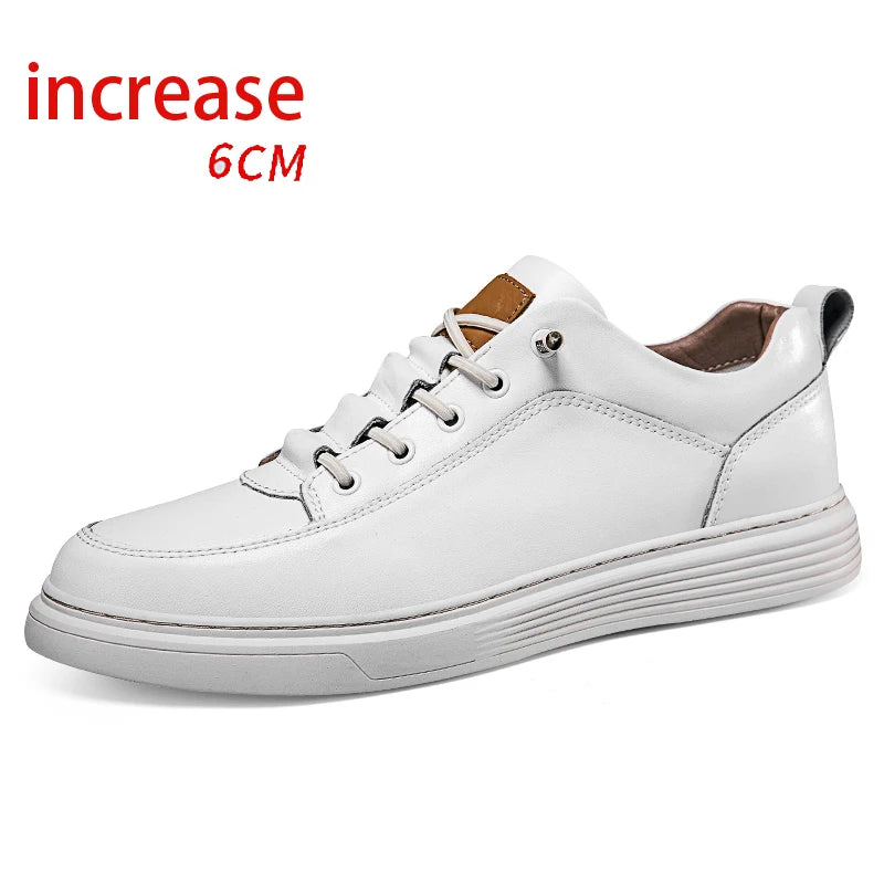 Invisible Height Increase 86CM Men's Sneakers, Leather Toe Cap, Breathable Rubber Outsole, Casual Style