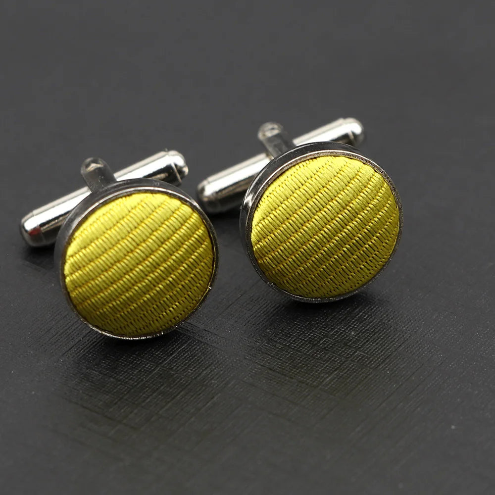 Classic Fashion Striped Polyester Check Design Cufflink For Mens Brand Cuff Buttons Cuff Links High Quality Jewelry Accessory