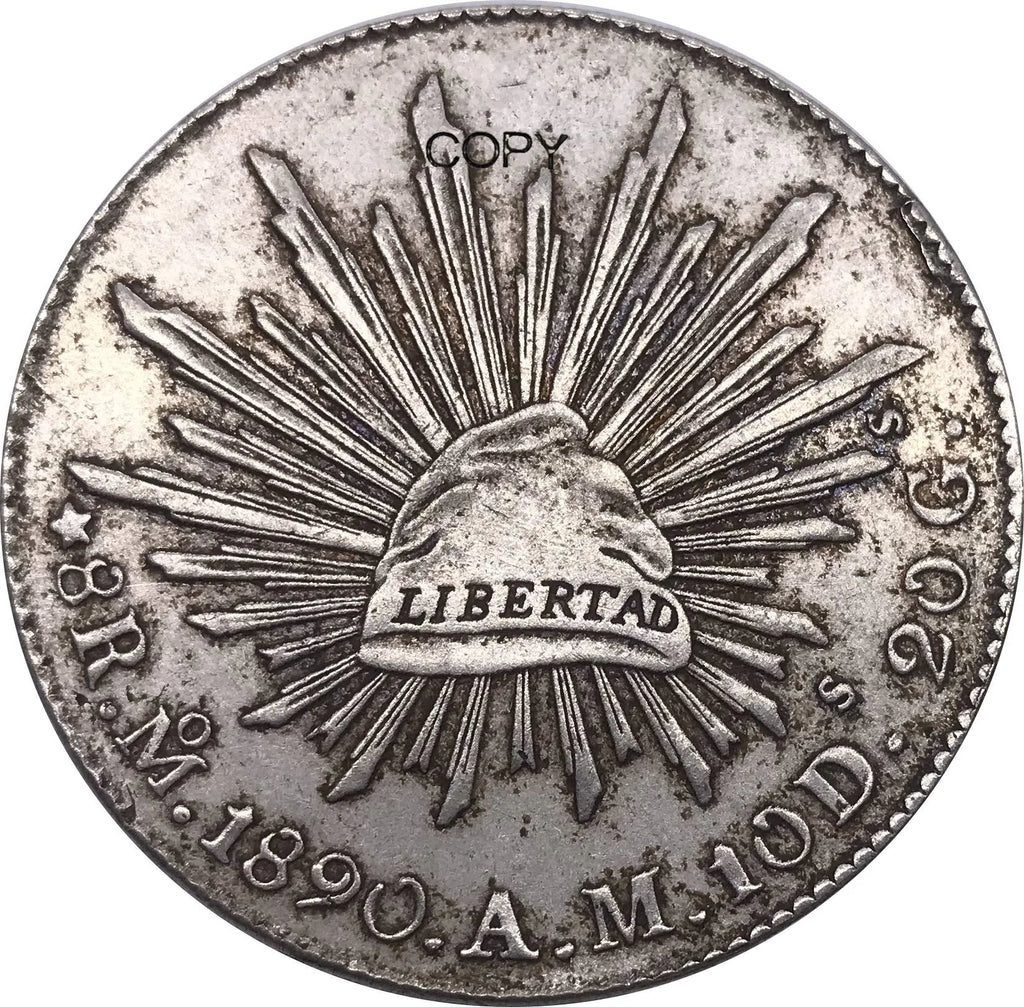 Mexico 1890 Coin 8 Reales Metal Silver Cupronickel Plated Collectible Souvenir Copy Replica Coins