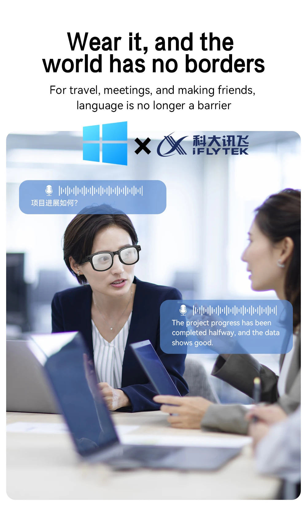 G2 Real-Time Translator Smart Glasses AI Voice Translation 8MP Camera for 32GB Music Player Wireless-Charge for Travel