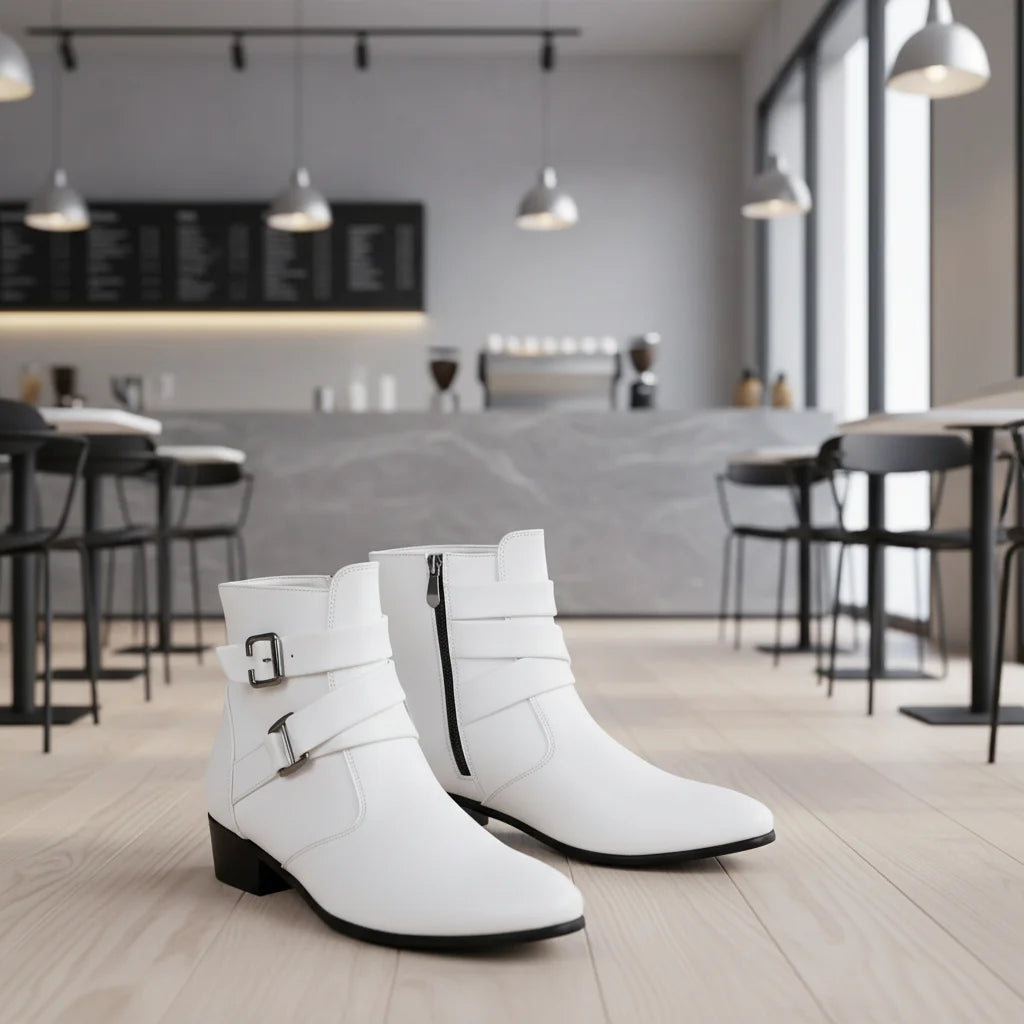 Trendy Western Ankle Microfiber Leather Men's Boots ZIP Closure Anti-Slip Summer Autumn Winter Size 39-47 Solid Rubber Outsole